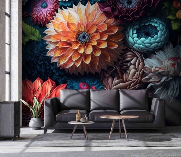 Papel de parede Grupo de flores coloridas (REF: u96632) Papel de parede Papel de parede Grupo de flores coloridas (REF: u96632)