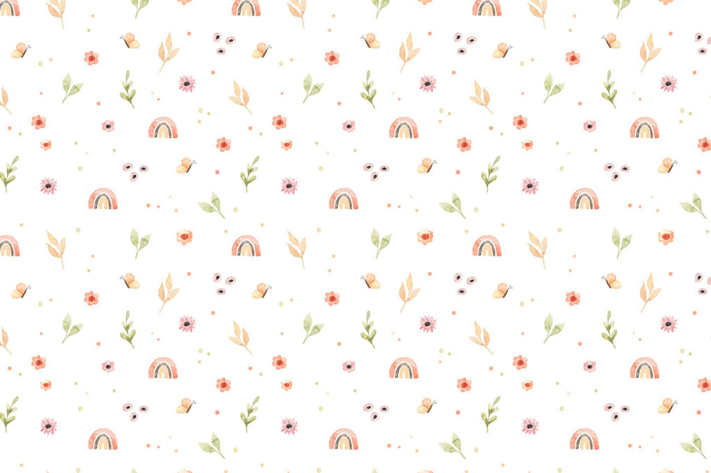 Padrão de flores e arco-íris Padrão de flores e arco-íris