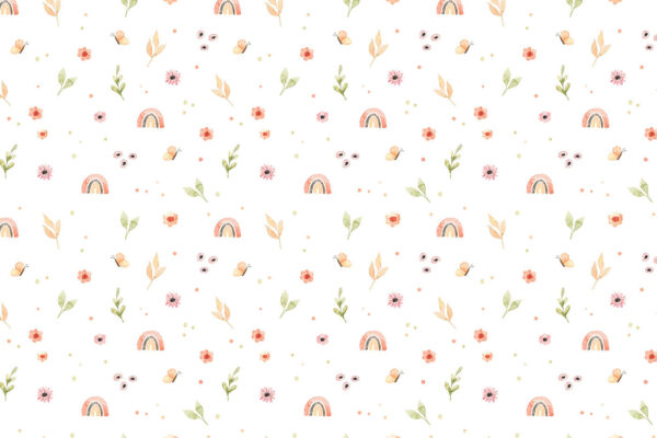Padrão de flores e arco-íris Padrão de flores e arco-íris