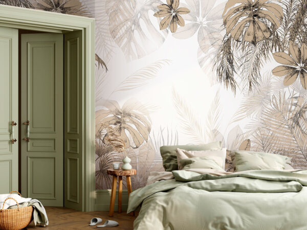 Folhas tropicais em tons neutros suaves. Folhas tropicais em tons neutros suaves.