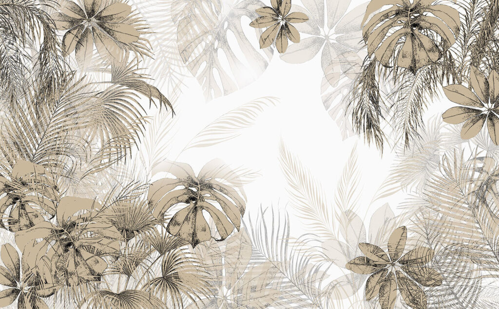 Folhas tropicais em tons neutros suaves. Folhas tropicais em tons neutros suaves.