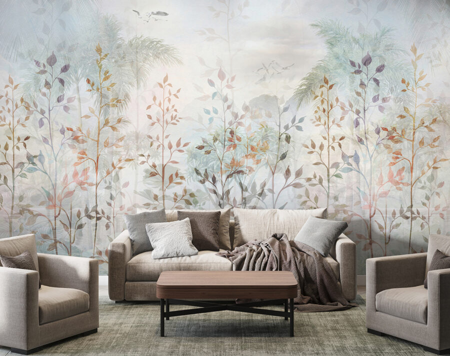 Pintura de árvores e plantas