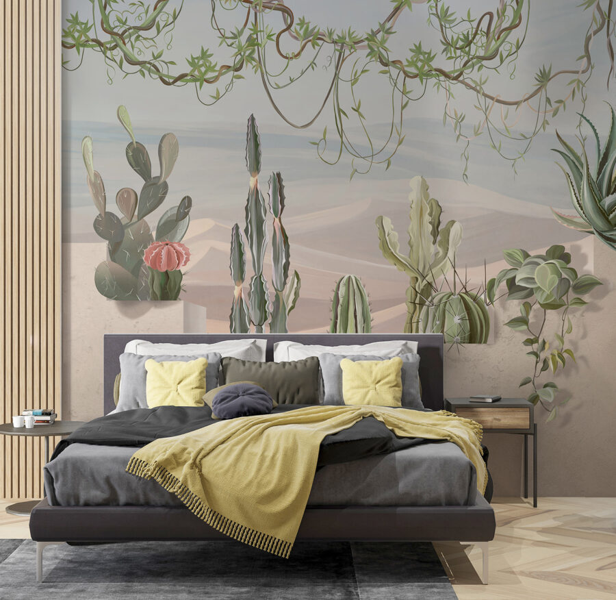 Mural de cactos e suculentas