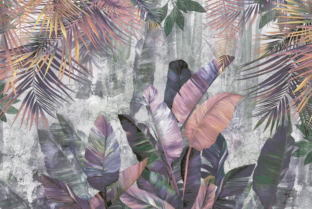 Papel de parede com folhas coloridas Papel de parede com folhas coloridas