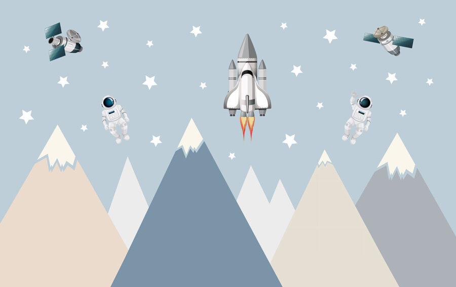 Vaivém espacial e astronauta no céu