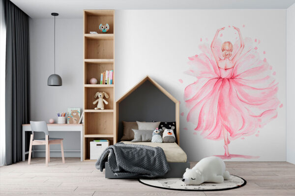 Aguarela de uma mulher com um vestido cor-de-rosa Aguarela de uma mulher com um vestido cor-de-rosa