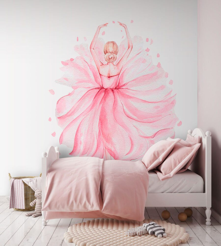 Aguarela de uma mulher com um vestido cor-de-rosa Aguarela de uma mulher com um vestido cor-de-rosa