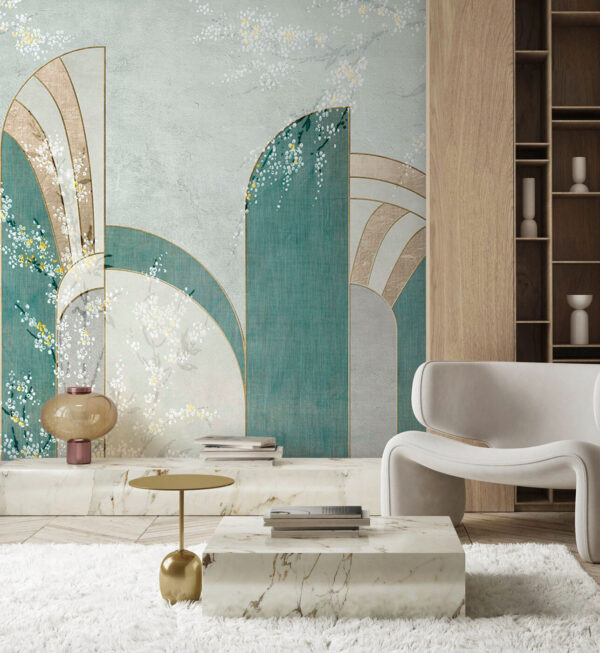 Papel de parede com flores e arcos Papel de parede com flores e arcos