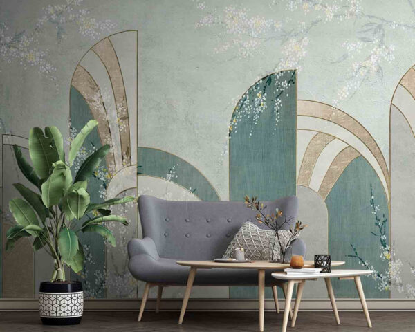 Papel de parede com flores e arcos Papel de parede com flores e arcos