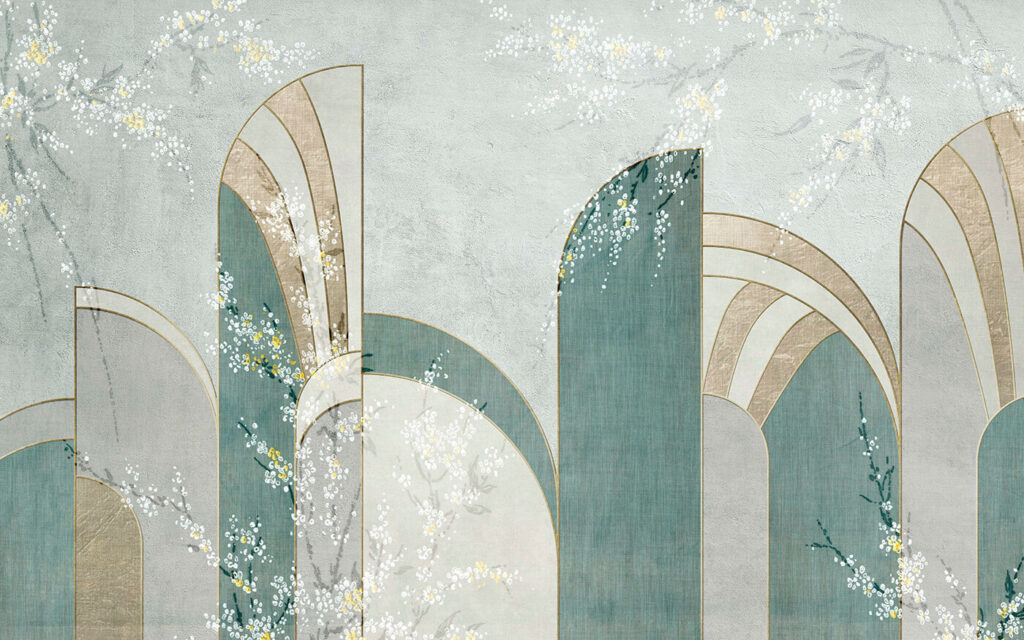 Papel de parede com flores e arcos Papel de parede com flores e arcos