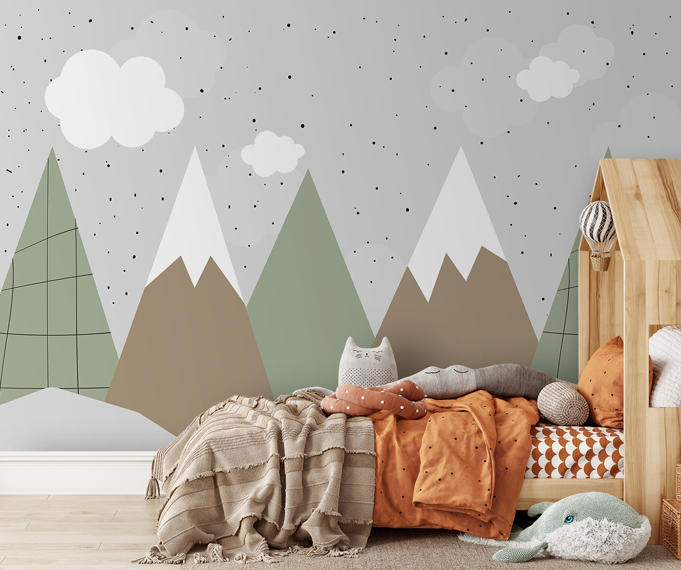 Drawing of mountains and trees