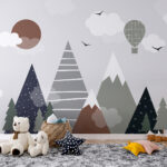 Papel de parede Paisagem com árvores e montanhas