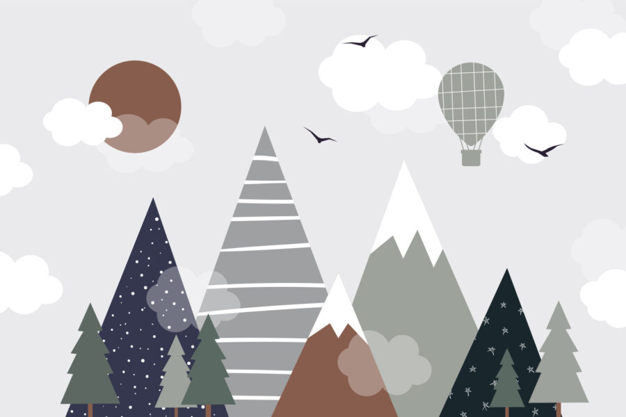 Paisagem com árvores e montanhas