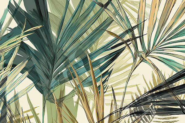 Folhas tropicais em tons suaves. Folhas tropicais em tons suaves.