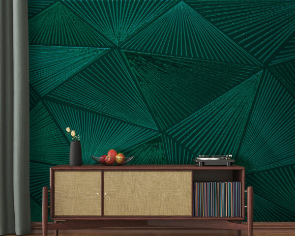 Padrão triangular verde numa superfície verde Padrão triangular verde numa superfície verde