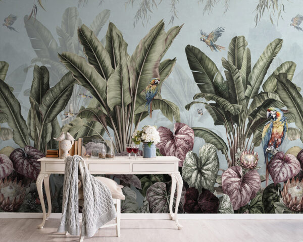 Papel de parede com plantas tropicais e pássaros u96259pig5 600x480 - Papel de parede com plantas tropicais e pássaros - tegory