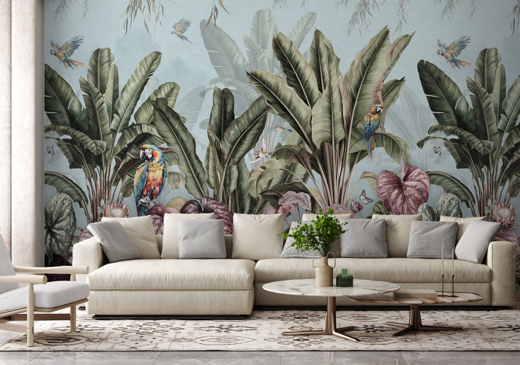 Papel de parede com plantas tropicais e pássaros u96259pig2 1024x718 - Papel de parede com plantas tropicais e pássaros - tegory