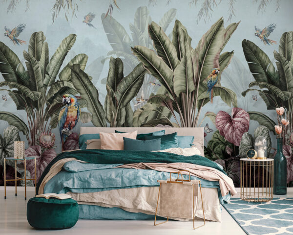 Papel de parede com plantas tropicais e pássaros u96259pib111 600x480 - Papel de parede com plantas tropicais e pássaros - tegory