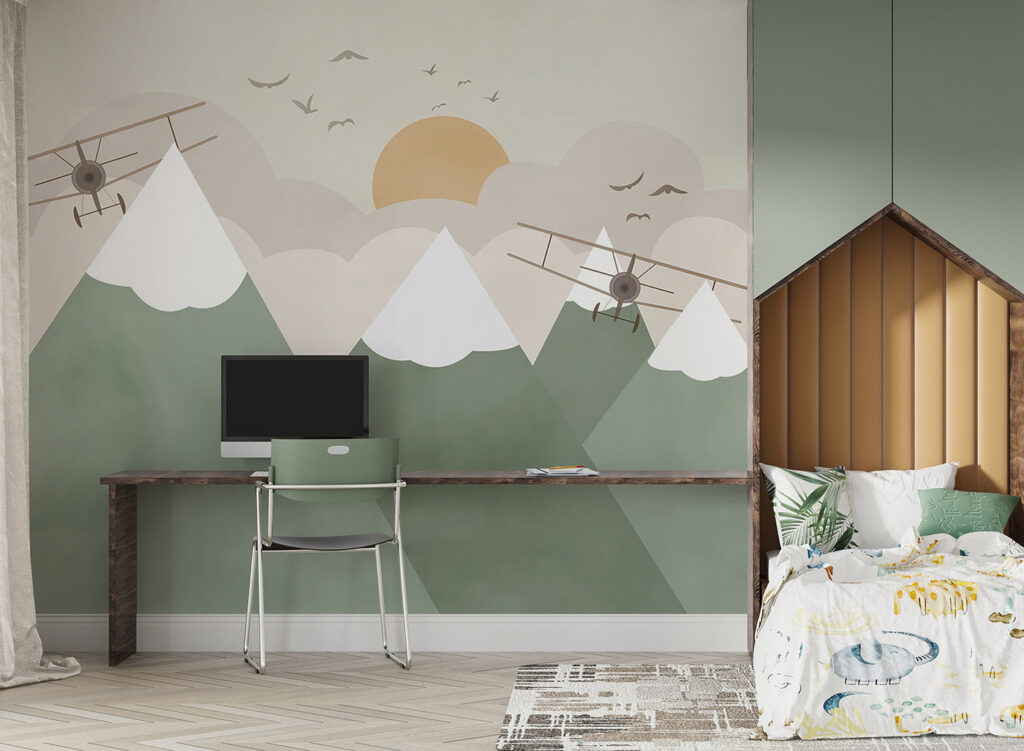 Plane flying over mountains