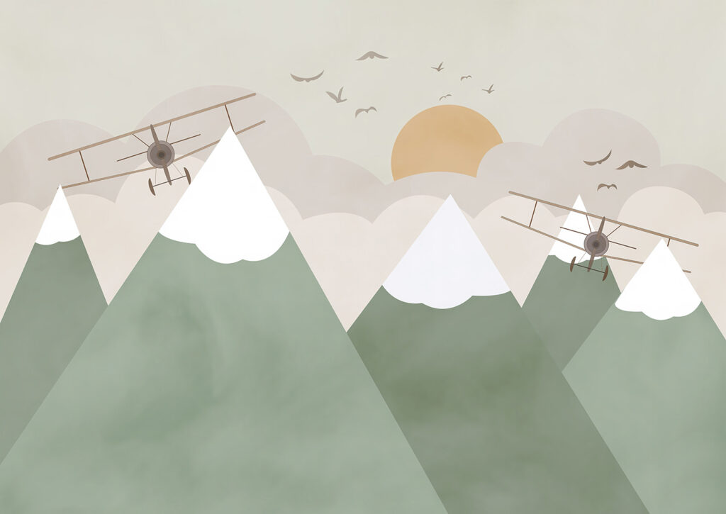 Plane flying over mountains