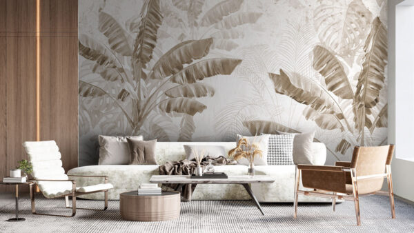 Folhas tropicais em monocromático suave. Folhas tropicais em monocromático suave.