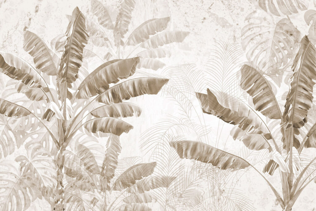 Folhas tropicais em monocromático suave. Folhas tropicais em monocromático suave.