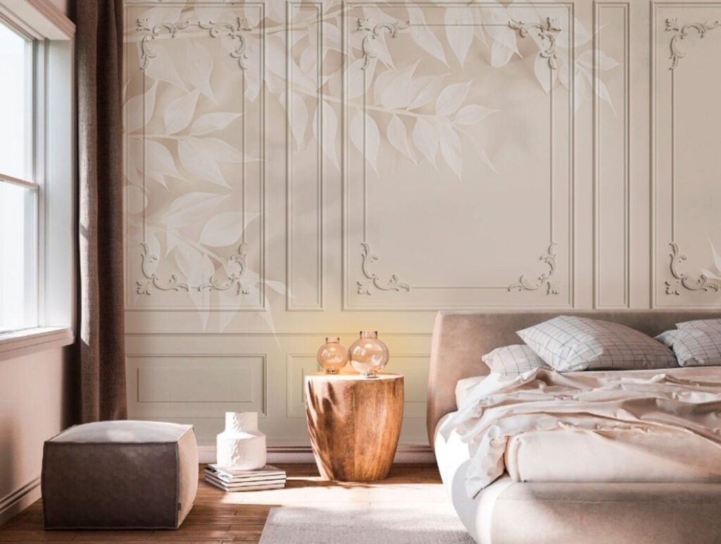 Wall with white leaves Wall with white leaves