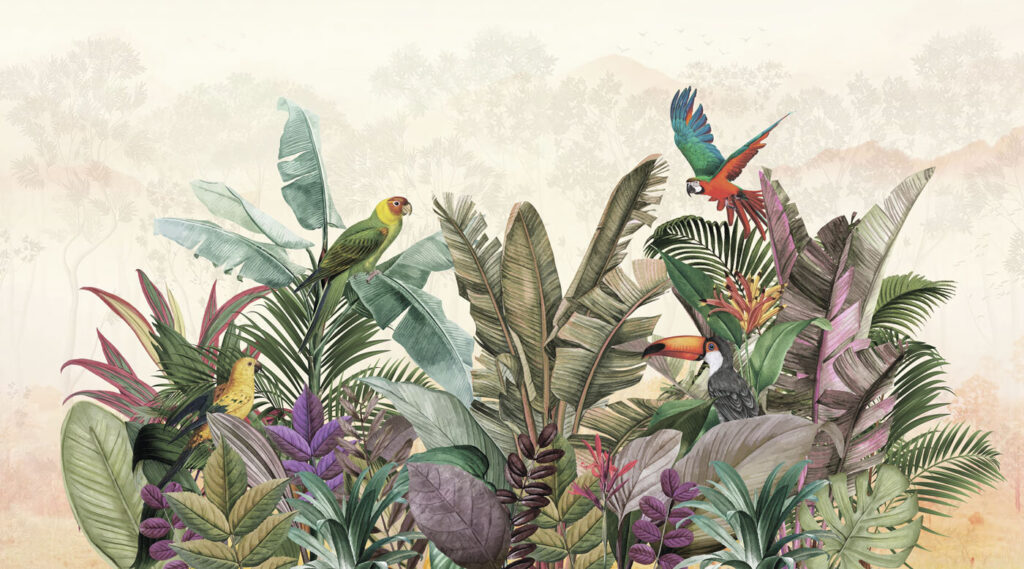 Grupo de aves e plantas Grupo de aves e plantas