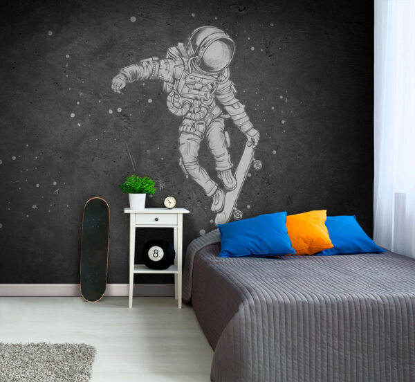 Desenho de um astronauta num skate Desenho de um astronauta num skate
