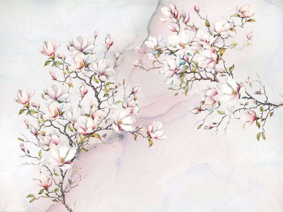 Pintura de flores sobre uma superfície de mármore