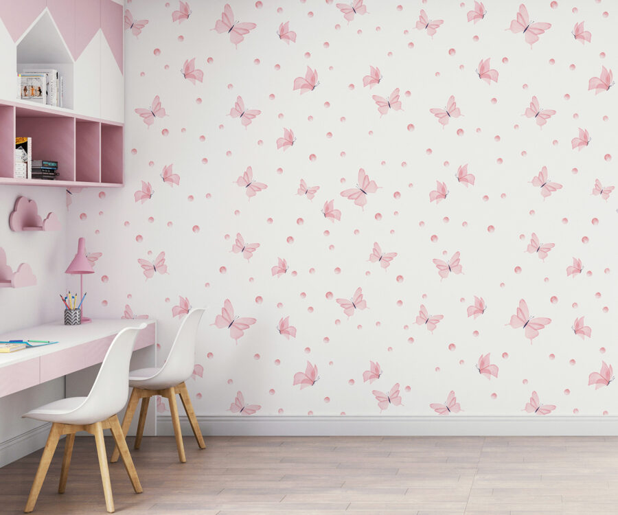 Papel de parede Padrão de borboletas e pontos - Image 3