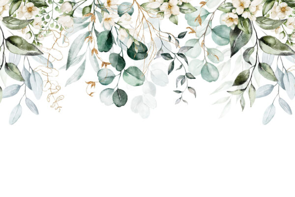 Pintura a aguarela de folhas e flores Pintura a aguarela de folhas e flores