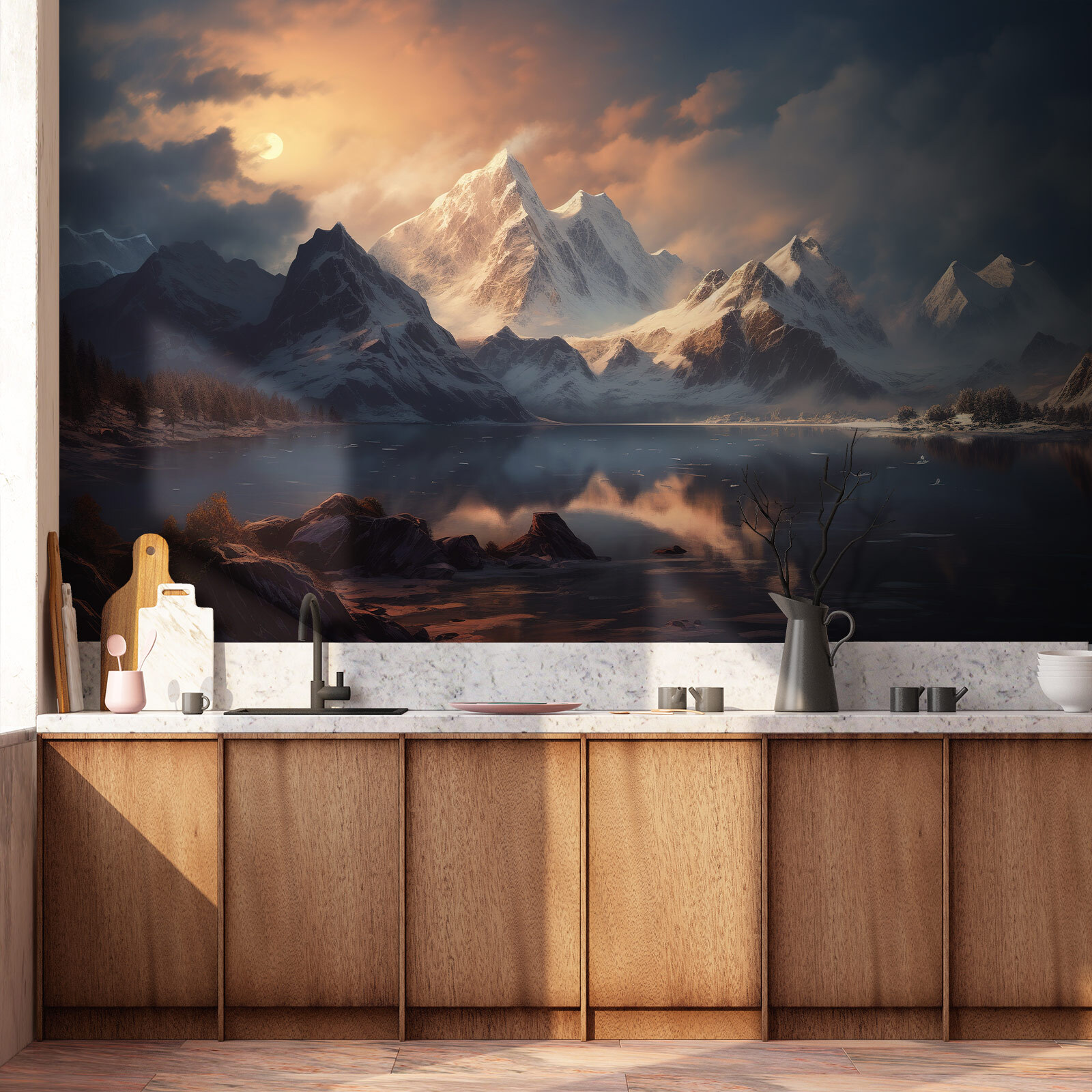 Mountain range with a body of water