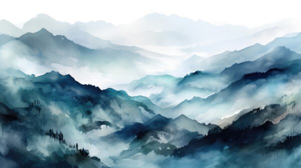 Pintura de uma cadeia de montanhas Pintura de uma cadeia de montanhas