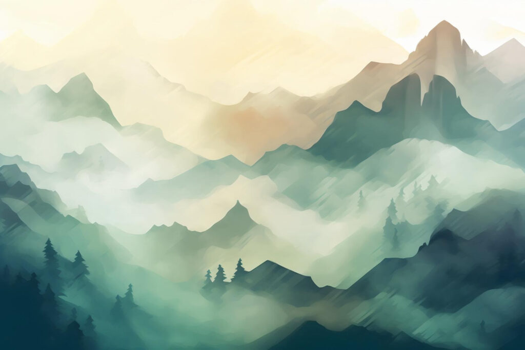 Pintura de uma cadeia de montanhas Pintura de uma cadeia de montanhas