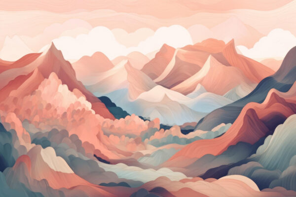 Pintura de montanhas e nuvens Pintura de montanhas e nuvens