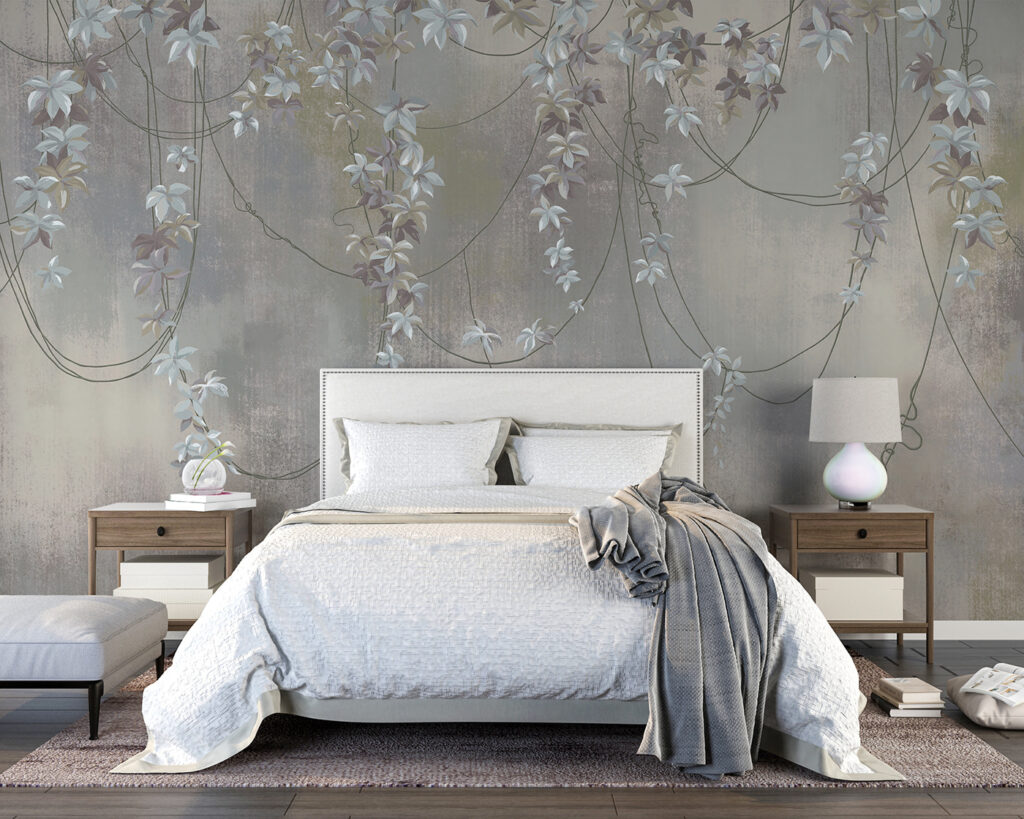 Wallpaper with white flowers