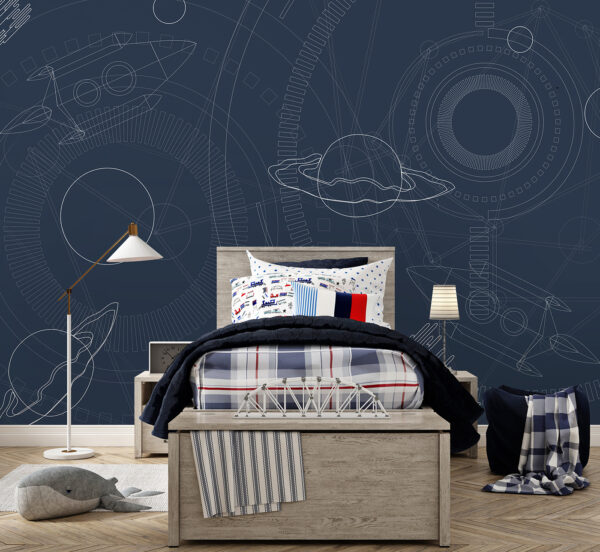 Fundo azul e branco com planetas e estrelas Fundo azul e branco com planetas e estrelas