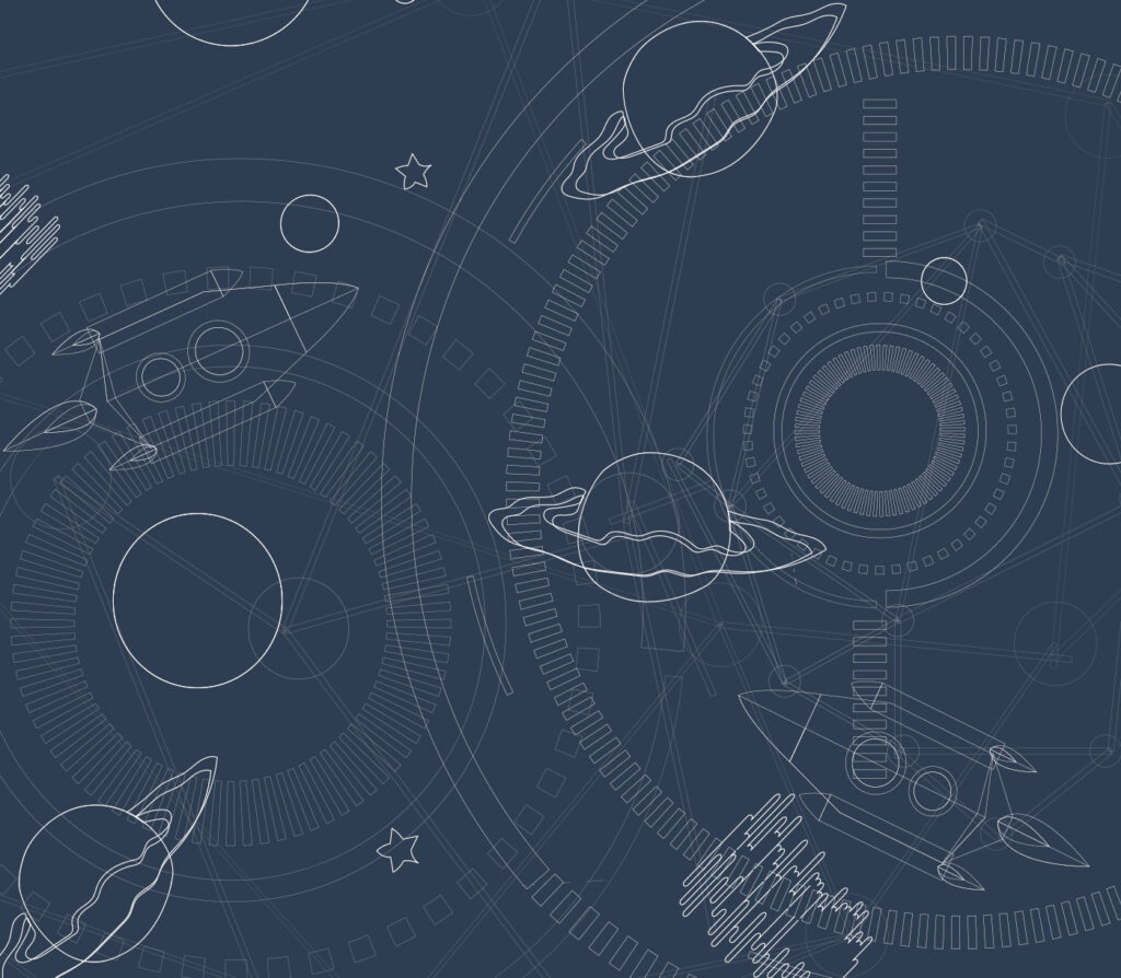 Fundo azul e branco com planetas e estrelas Fundo azul e branco com planetas e estrelas