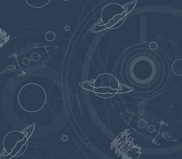 Fundo azul e branco com planetas e estrelas Fundo azul e branco com planetas e estrelas