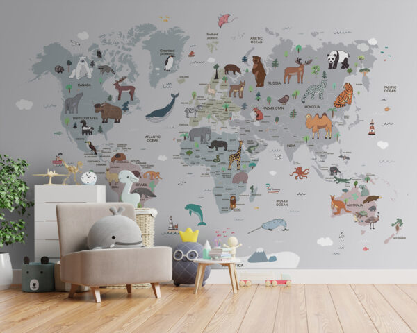 Mapa do mundo com animais Mapa do mundo com animais