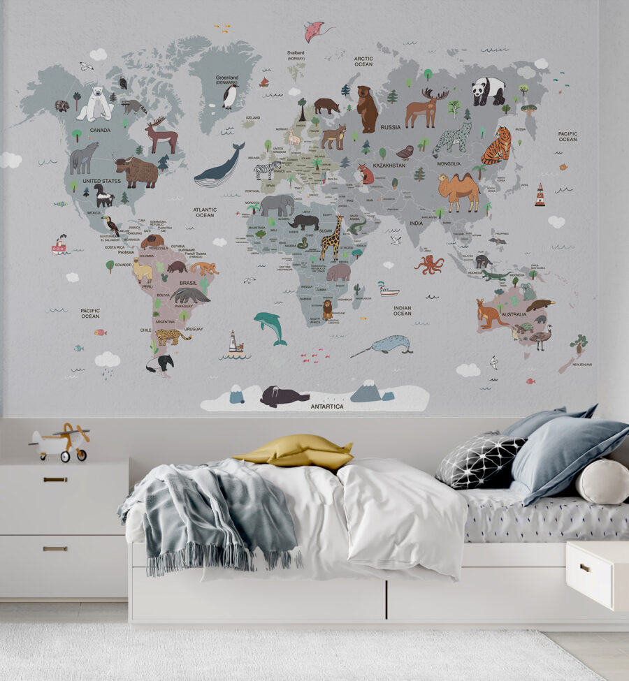Mapa do mundo com animais Mapa do mundo com animais