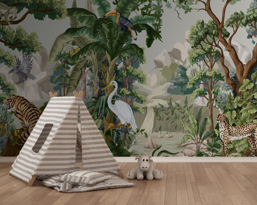 Papel de parede com um cenário de selva