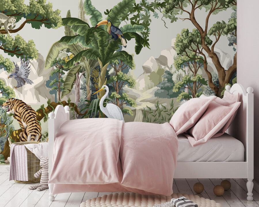 Papel de parede com um cenário de selva