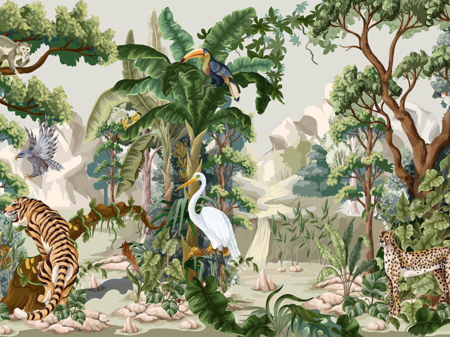 Papel de parede com um cenário de selva