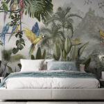 Papel de parede Grupo de aves numa floresta