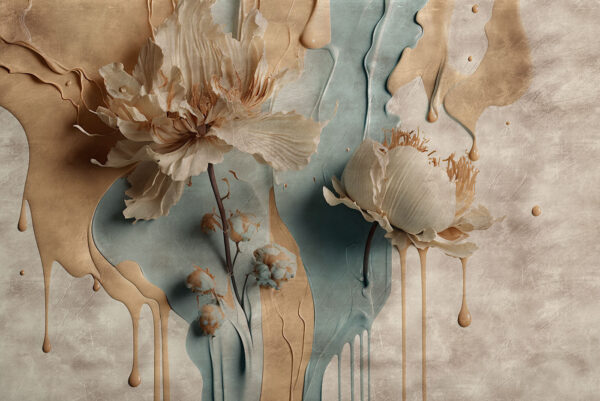 White flowers on a blue and white background White flowers on a blue and white background