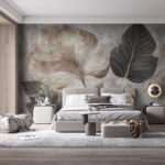 Papel de parede Folhas elegantes em tons suaves
