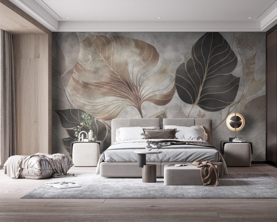 Papel de parede Folhas elegantes em tons suaves.