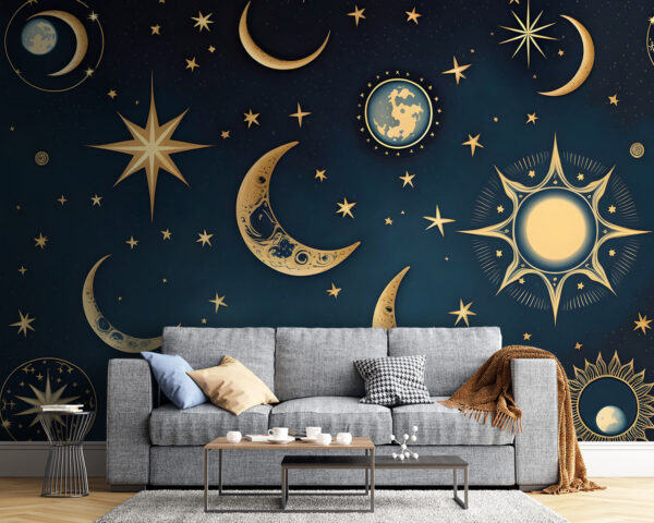 Lua e estrelas no céu Lua e estrelas no céu